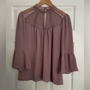 New York and Company Purple Lace Blouse Sz M